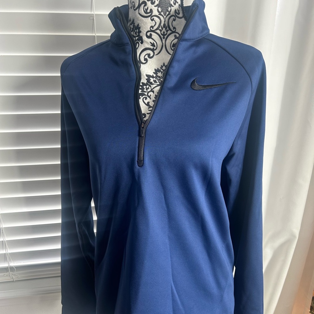 Men’s Small Nike 3/4 Dry-Fit Zip, Dark Blue w/Black Logo